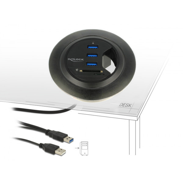 DeLOCK 62869 gränssnittshubbar USB 3.0 (3.1 Gen 1) Type-A 5000 Mbit/s Svart