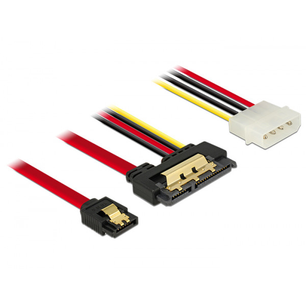 DeLOCK 85230 SATA-kablar 0,3 m Svart SATA 7-pin + Molex (4-pin) SATA 22-pin