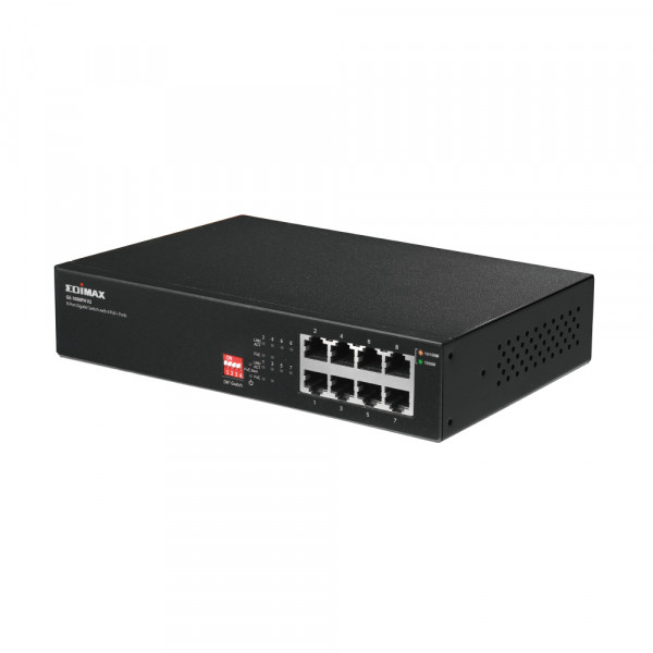 Edimax GS-1008PH V2 nätverksswitchar Gigabit Ethernet (10/100/1000) Svart Strömförsörjning via Ethernet (PoE) stöd