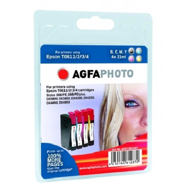 AgfaPhoto APET061SET bläckpatroner Svart, cyan, magenta, Gul Flerpack