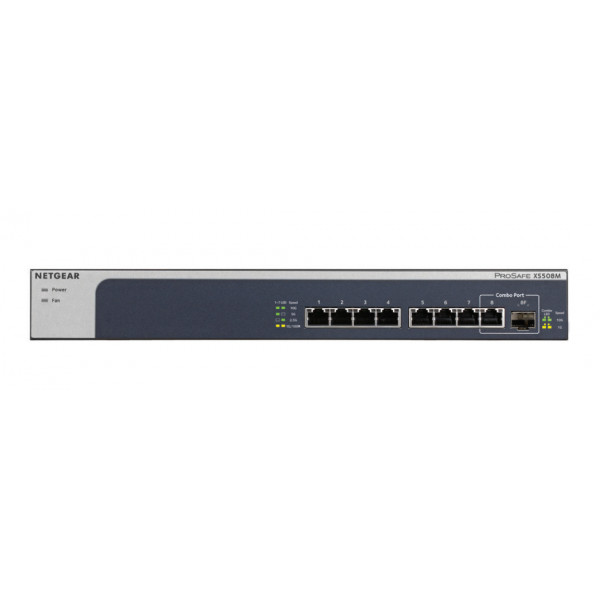 Netgear XS508M Ohanterad 10G Ethernet (100/1000/10000) Grå, Silver