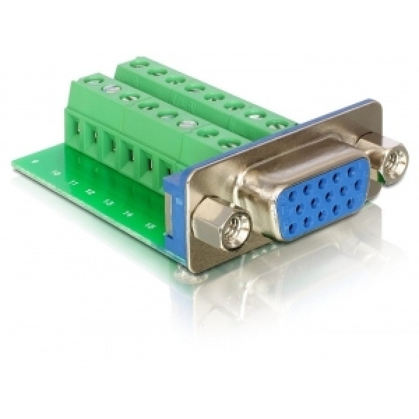 DeLOCK Adapter VGA female > Terminal Block 16pin Grön