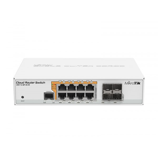 Mikrotik CRS112-8P-4S-IN nätverksswitchar Gigabit Ethernet (10/100/1000) Vit Strömförsörjning via Ethernet (PoE) stöd