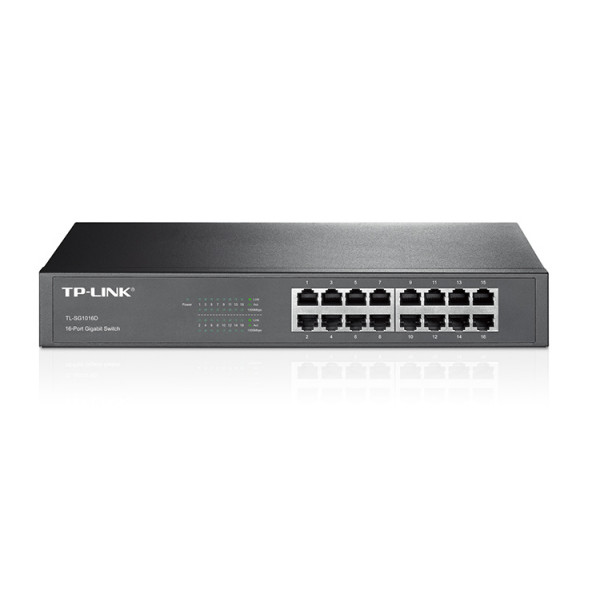 Nätverksswitch TP-Link 16-port Gigabit Desktop-Rackmount Switch- 16 10-100-1000M RJ45 ports- 13-inch steel case