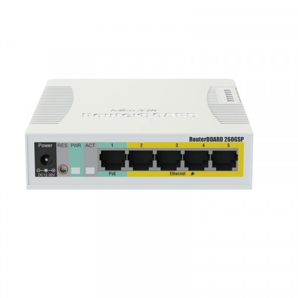 Mikrotik CSS106-1G-4P-1S nätverksswitchar Gigabit Ethernet (10/100/1000) Vit Strömförsörjning via Ethernet (PoE) stöd