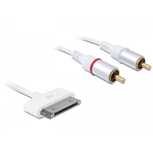 DeLOCK iPhone/iPod/iPad > 2 x RCA mobiltelefonkablar Vit 1 m