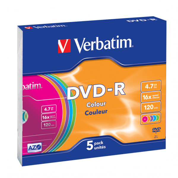Verbatim DVD-R Colour 4,7 GB 5 styck