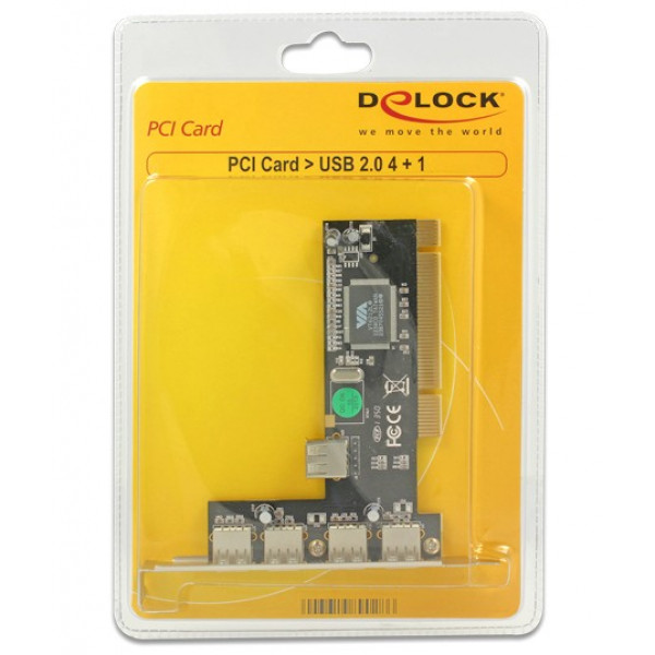 DeLOCK USB2.0 PCI card, 4+1 Port nätverkskort/adapters