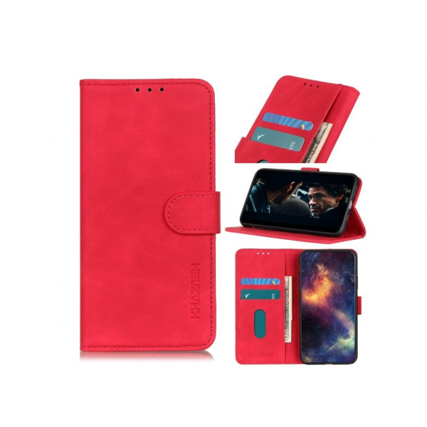 Fodral Huawei P Smart 2021 / Xiaomi 10 5G - Plånbok Retro röd