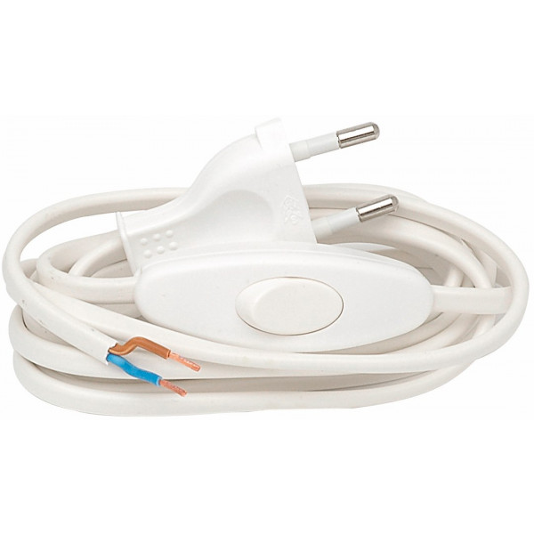 Strömkabel med stickpropp och brytare vit 1.8m 99005258