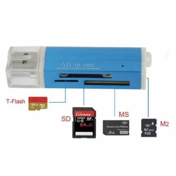 Minneskortläsare USB-A MicroSD SD M2 MMC MS PRO DUO