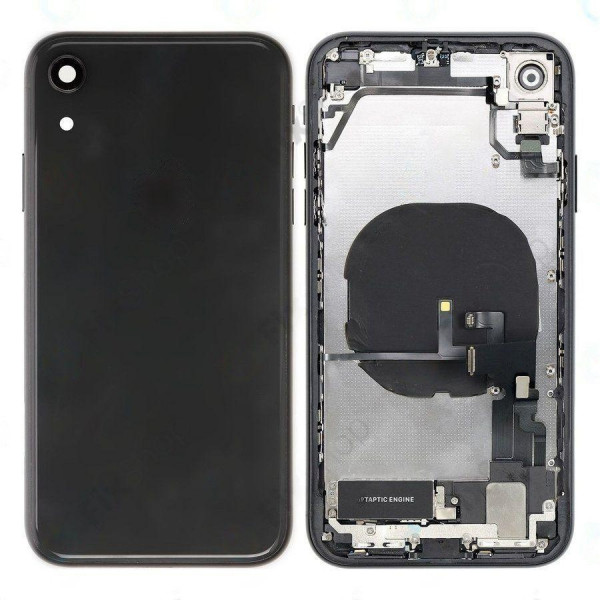Baksida iPhone XR komplett med flexkablar Svart Skal-iXR-01-PART