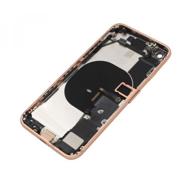 Baksida iPhone 8 komplett med flexkablar GuldRosa 