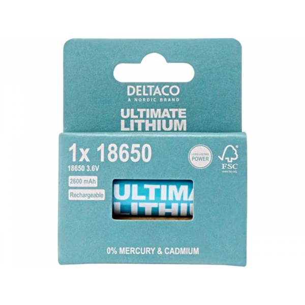 Batteri 18650 2600 Ultimate Lithium laddningsbart ULT-18650-1P
