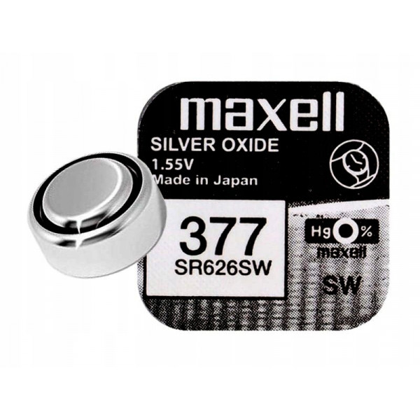 Knappcellsbatteri 376 377 V377 G4 V376 SR66 SR626W Japanskt Maxell, 1.55V Silver Oxide