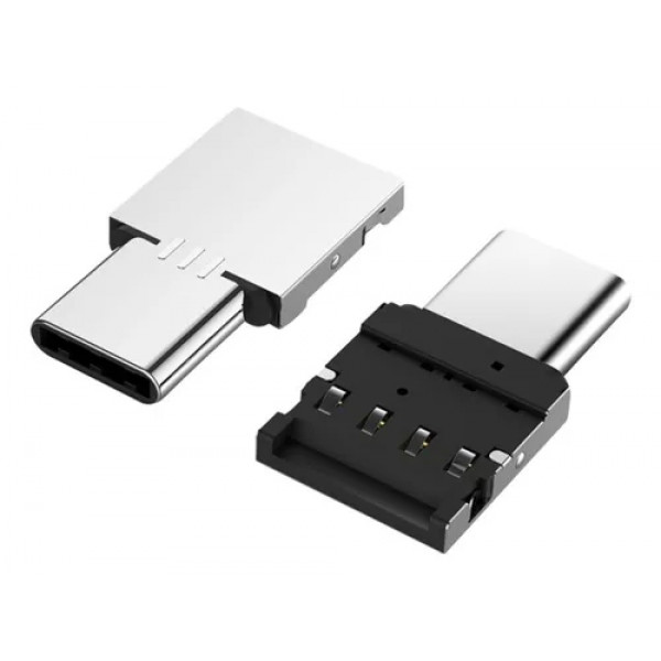 USB-C - USB-A adapter (hane-hona) OTG silver Mini