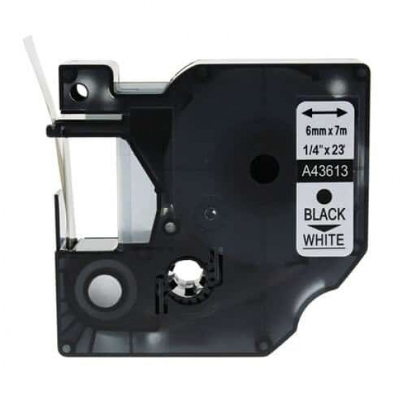 Dymo 43613 D1 standardtejp svart på vit – 6mm x 7m – Kompatibel – S0720780