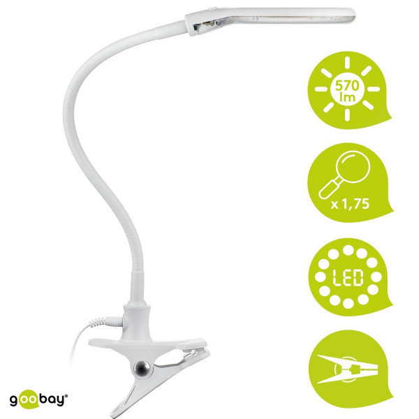 Förstoringsglas 100mm med klämma o LED lampa 570Lm 55980