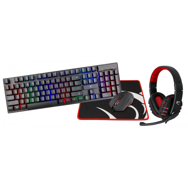 Gaming Tangentbord Mus Musmatta Headset Belgiskt GC-4104 COMANCHE-3/BE