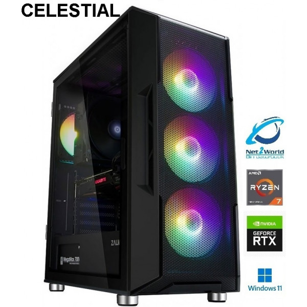 GAMINGDATOR NET2WORLD RTX 5070 | RYZEN 7 5700X | 32GB DDR4 | 1TB NVMe | WINDOWS 11 | STATIONÄR DATOR - CELESTIAL