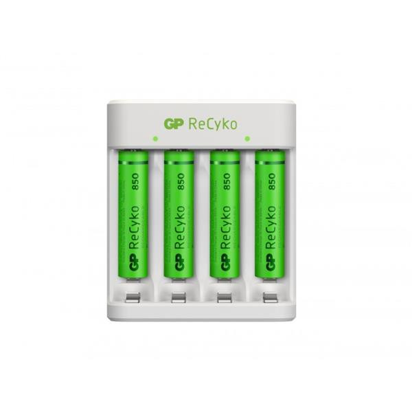 Batteriladdare AA/AAA via USB + 4xAAA batterier