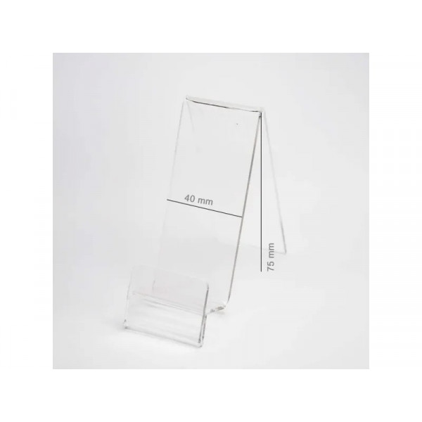 Hållare i plexiglas med plats för etikett 40x75mm