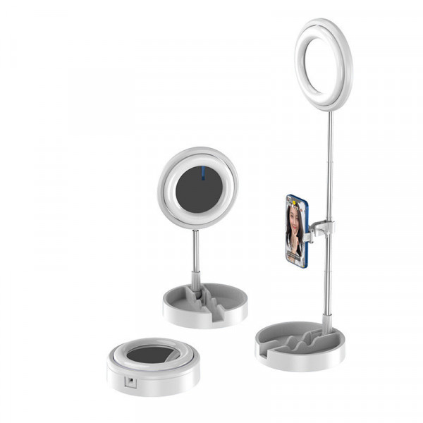 LED-ringblixtlampa med stativsats för inspelning av livestreamade videor för YouTube, TikTok, Instagram, Selfie-telefonhållare, Ringljus (1TMJ) Spela in videor, ta bilder och sminka dig – det finns massor av aktiviteter som kräver att du har händerna fri