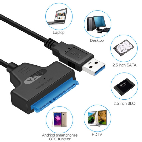 Hårddiskadapter SATA till USB 3.0 dockning för SSD USB-SATA-SSD