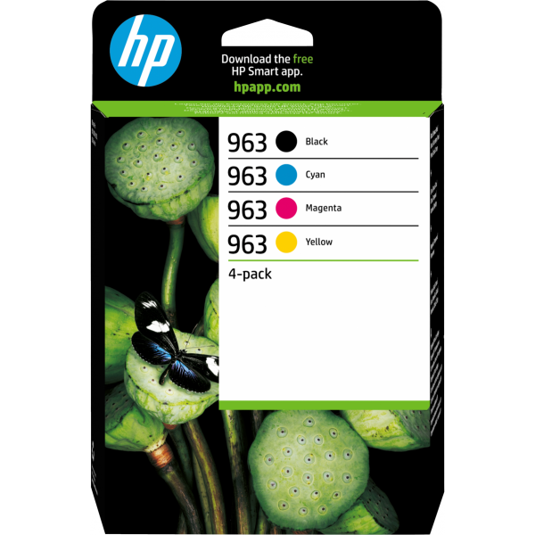 HP 963 (Svart/Cyan/Magenta/Gul) Multipack Original 6ZC70AE HP Officejet Pro 9010e HP OfficeJet Pro 9012e HP OfficeJet Pro 9014e HP OfficeJet Pro 9015e HP OfficeJet Pro 9019e HP Officejet Pro 9022e HP OfficeJet Pro 9025e