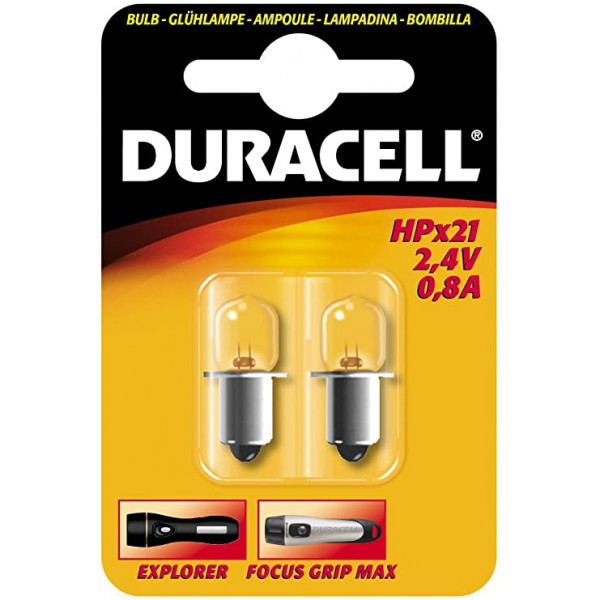 Lampa liten sockel 2.4V 0.8A Duracell 2-pack HPx21