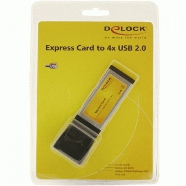 DeLOCK Express Card to 4x USB 2.0 nätverkskort/adapters