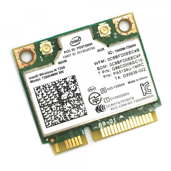 Trådlöst nätverkskort Mini PCIe Intel 7260HMW + Bluetooth - 7260HMW BN, 717384-001, H17074-001, G94397-003