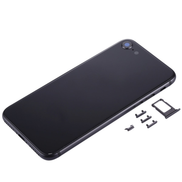 Baksida iPhone 8 med ram knappar korthållare Svart Skal-i8-01