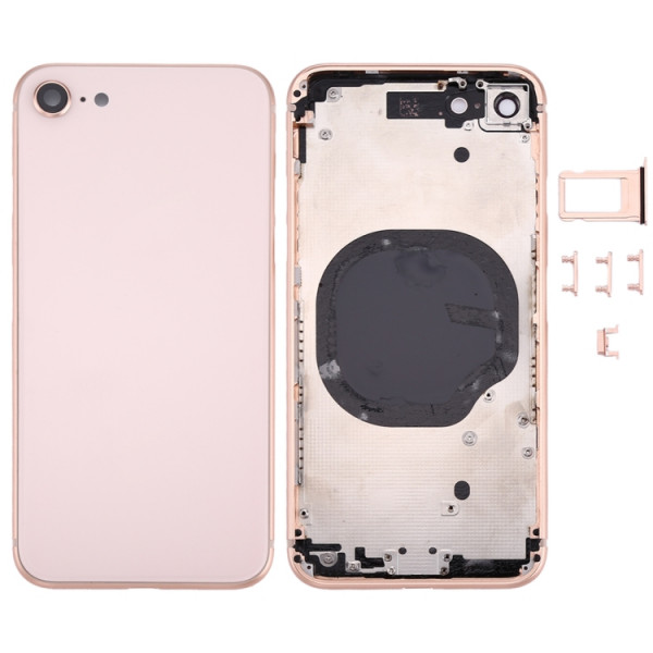 Baksida iPhone 8 med ram knappar korthållare Rosa Skal-i8-02