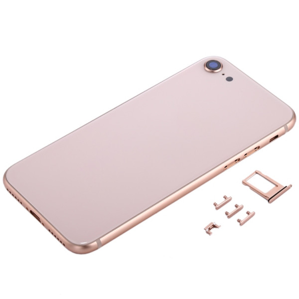 Baksida iPhone 8 med ram knappar korthållare Rosa Skal-i8-02