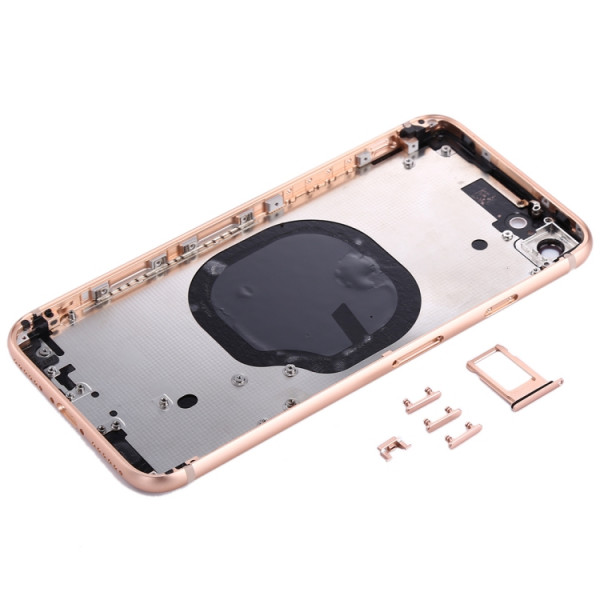 Baksida iPhone 8 med ram knappar korthållare Rosa Skal-i8-02