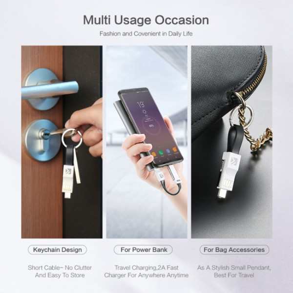Liten laddkabel USB-C Lightning micro USB