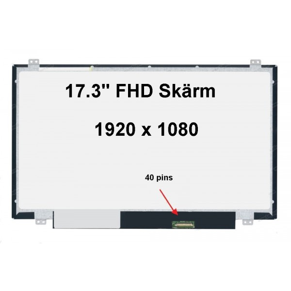 Laptopskärm 17.3" LED 40pin 1920X1080 FHD Mate Laptopskärm-17.3-40-3-FHD