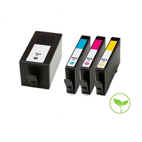 HP 903XL (Svart/Cyan/Magenta/Gul) Miljöbläckpatron MH903XLMULTI Bläckpatroner till Bläckstråleskrivare: Officejet 6950, 6951, 6954, 6962, Officejet Pro 6960, 6961, 6963, 6964, 6965, 6966, 6968, 6970, 6971, 6974, 6975, 6976, 6978, 6979. Multipack med alla 