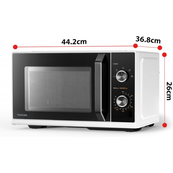 Toshiba MW3-MM20PF(WH) 20 liters mikrovågsugn, 26 cm hög, fristående liten mikrovågsugn - vit