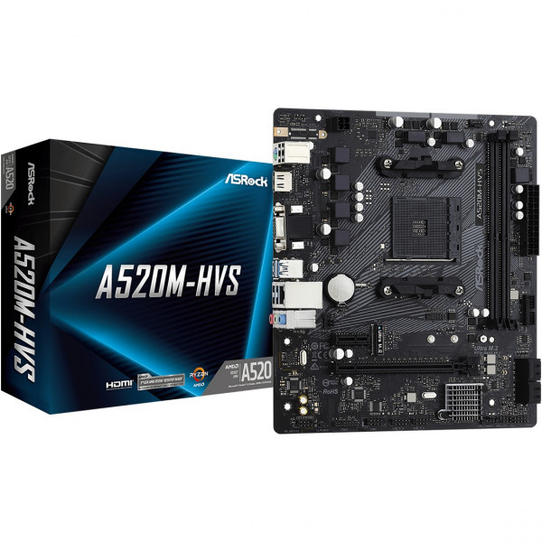 Moderkort AM4 A520M ASRock A520M-HVS 90-MXBE60-A0UAYZ