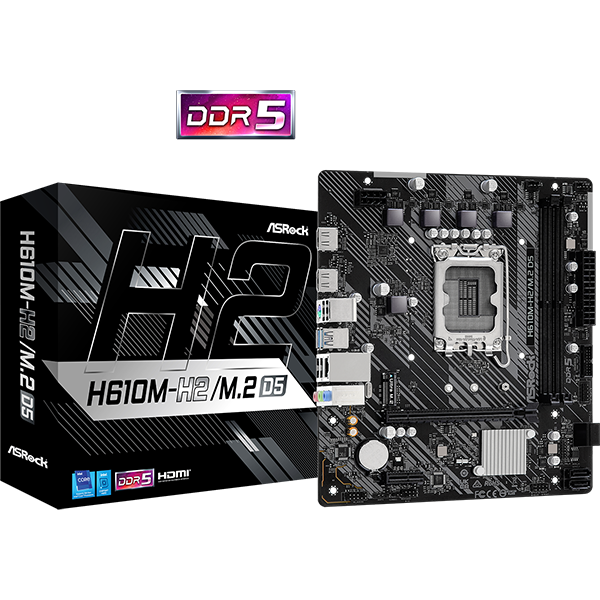 ASRock H610M-H2/M.2 D5 - Moderkort för Intel LGA 1700 - DDR5