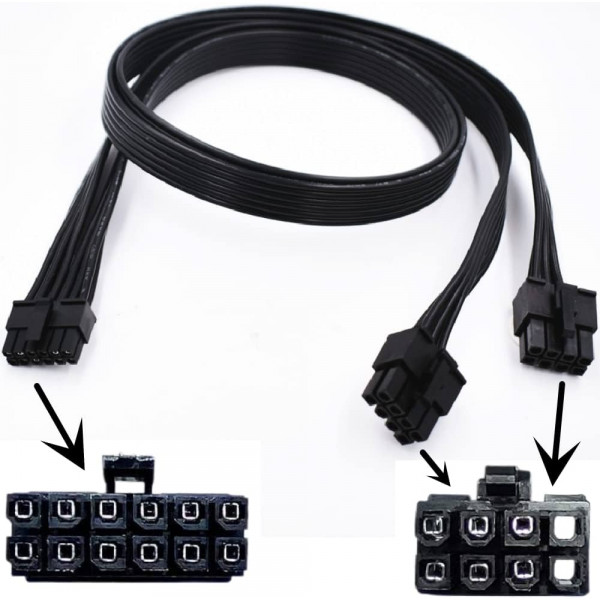 Modulär PSU nätdel strömkabel 12 pin - 8 pin PCI-E x 2