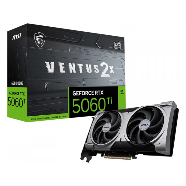 Grafikkort GeForce RTX 5060 Ti 16GB GDDR7 MSI Ventus 2X OC PLUS 4711377334471