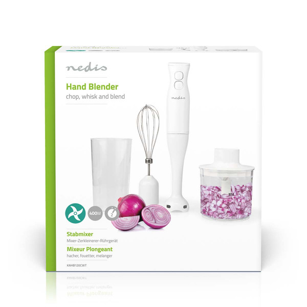 Stavmixerpaket 400W Stavmixer & Visp 4 i 1 Nedis KAHB120CWT