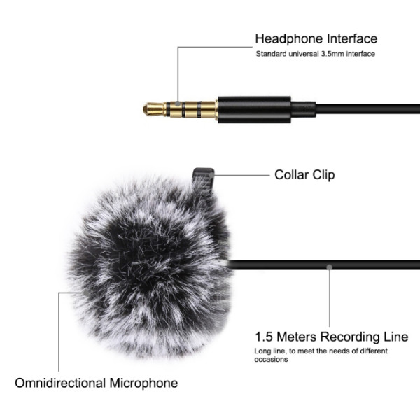 Mikrofon 3.5mm med brusreducering 1.5m