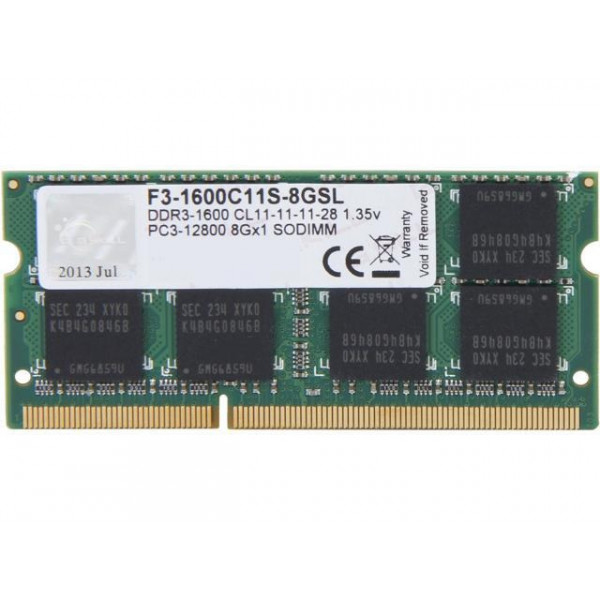 RAM - DDR3 8GB 1600 1x8GB - G.Skill 1.35V F3-1600C11S-8GIS