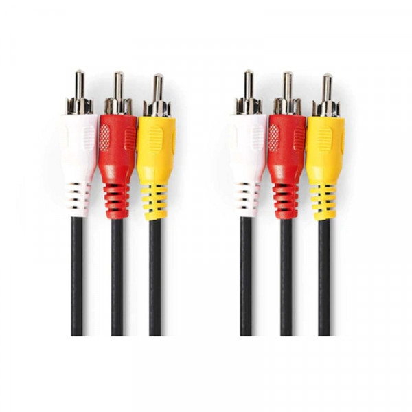 RCA x 3 - RCA x 3 hane-hane Video + Ljudkabel 1.5m