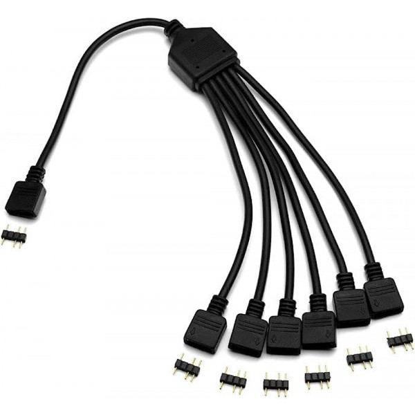 RGB LED Fläktkabel 3-pin 5V splitter 1 till 6 hona 101654