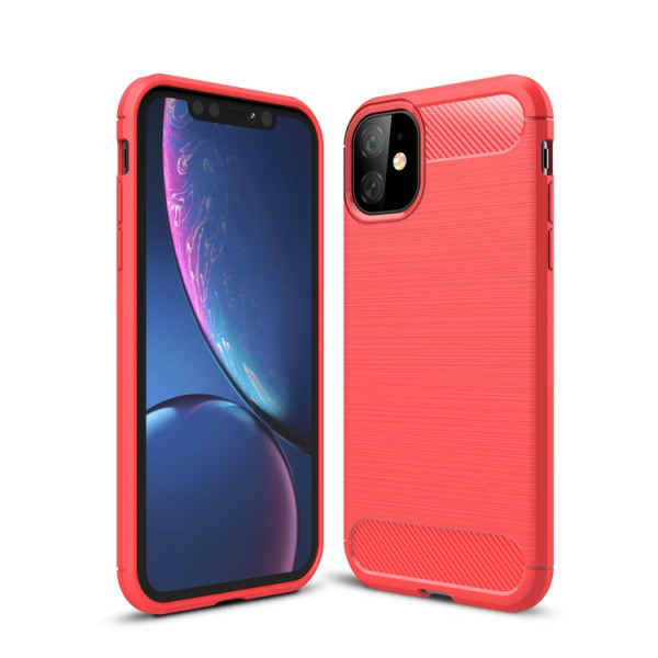 Skal iPhone 11 - Kolfiber Borstad Röd 102082